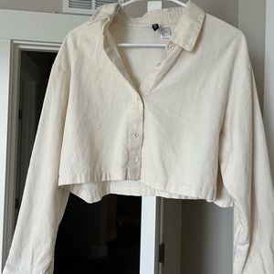 cream button up crop top